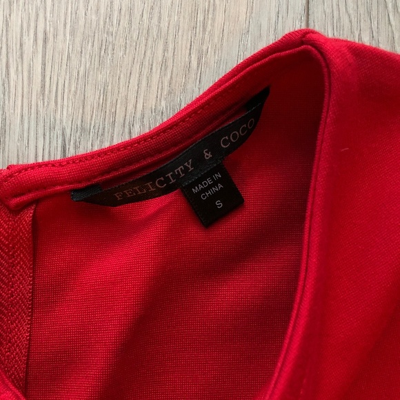 Felicity & Coco Red Midi SS Full Zip Back Dress - Picture 2 of 5